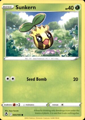 Pokemon Silver Tempest Sunkern 005/195 COMMON NM