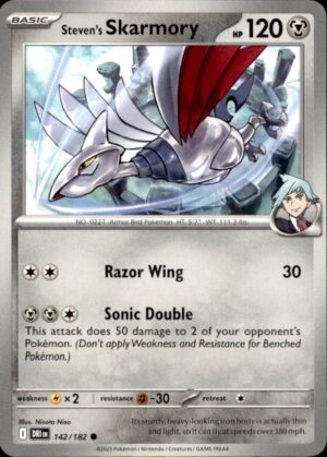 Pokemon Destined Rivals Steven's Skarmory 142/182 COMMON NM