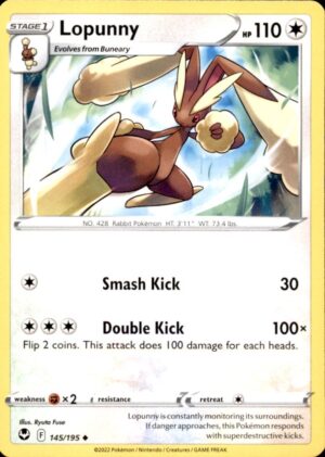 Pokemon Silver Tempest Lopunny 145/195 UNCOMMON NM