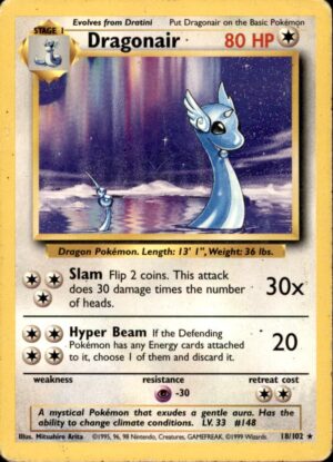 Pokemon Base Set Unlimited Dragonair 18/102 RARE MP/HP