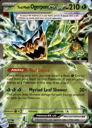 Pokemon Twilight Masquerade Teal Mask Ogerpon ex 025/167 DOUBLE RARE HOLO NM