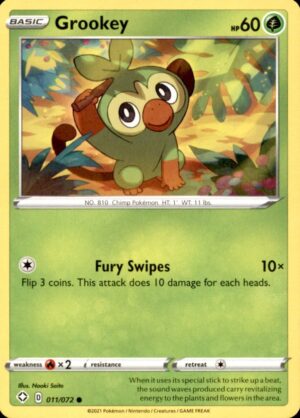 Pokemon Shining Fates Grookey 011/072 COMMON LP