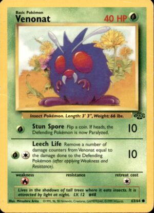 Pokemon Jungle Venonat 63/64 COMMON UNLIMITED LP