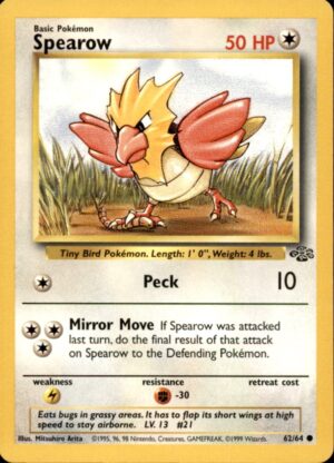 Pokemon Jungle Spearow 62/64 COMMON UNLIMITED LP