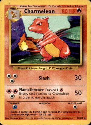 Pokemon Base Set Unlimited Charmeleon 24/102 UNCOMMON HP