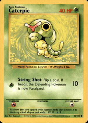 Pokemon Base Set Unlimited Caterpie 45/102 COMMON LP-