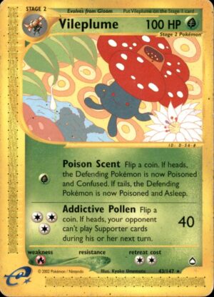 Pokemon Aquapolis Vileplume 43/147 RARE MP