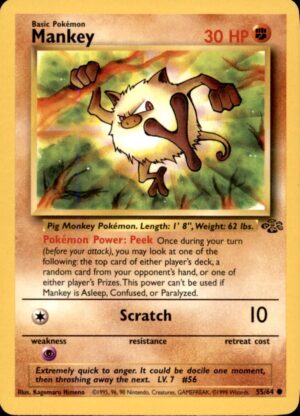 Pokemon Jungle Mankey 55/64 COMMON UNLIMITED LP