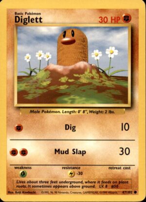 Pokemon Base Set Unlimited Diglett 47/102 COMMON LP