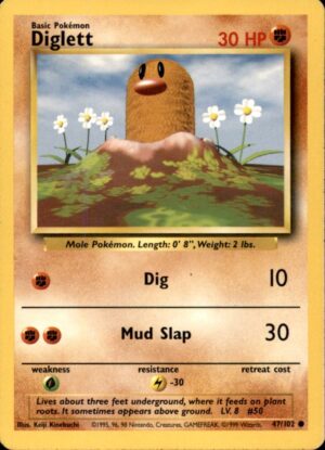 Pokemon Base Set Unlimited Diglett 47/102 COMMON MP