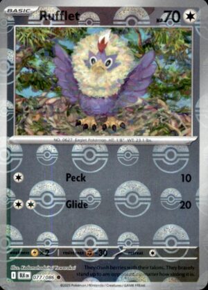 Pokemon Black Bolt Rufflet (Poke Ball Pattern) 077/086 HOLO COMMON LP