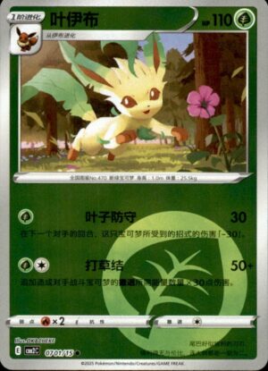 Pokemon Gem Pack Volume 2 Leafeon 07 01/15 Chinese NM