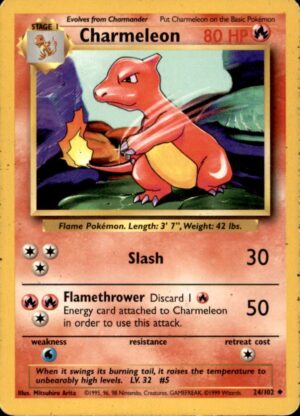 Pokemon Base Set Unlimited Charmeleon 24/102 UNCOMMON MP