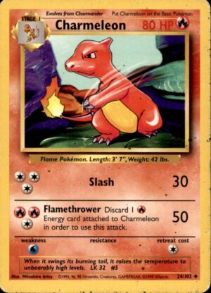 Pokemon Base Set Unlimited Charmeleon 24/102 UNCOMMON MP