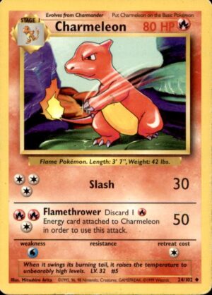 Pokemon Base Set Unlimited Charmeleon 24/102 UNCOMMON MP