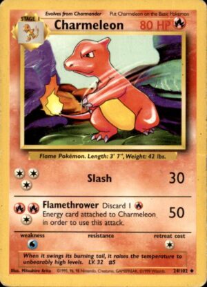 Pokemon Base Set Unlimited Charmeleon 24/102 UNCOMMON MP