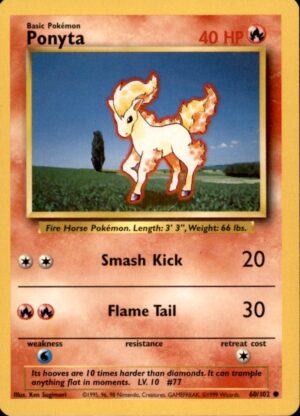 Pokemon Base Set Unlimited Ponyta 60/102 COMMON MP