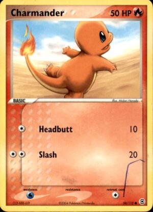 Pokemon FireRed & LeafGreen Charmander 58/112 COMMON DMG