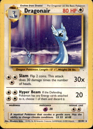 Pokemon Base Set Unlimited Dragonair 18/102 RARE MP