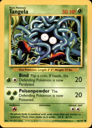 Pokemon Base Set Unlimited Tangela 66/102 COMMON LP SUN BLEACHED