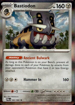 Pokemon Pitch Black Bastiodon 062/084 HOLO RARE NM