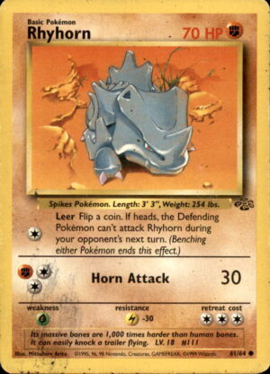 Pokemon Jungle Rhyhorn 61/64 UNLIMITED COMMON HP