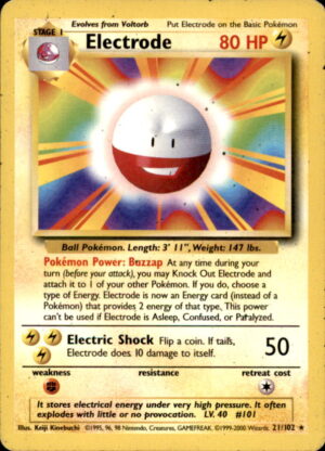 Pokemon Base Set Unlimited Electrode 21/102 RARE MP