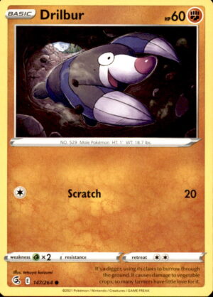 Pokemon Fusion Strike Drilbur 147/264 COMMON NM