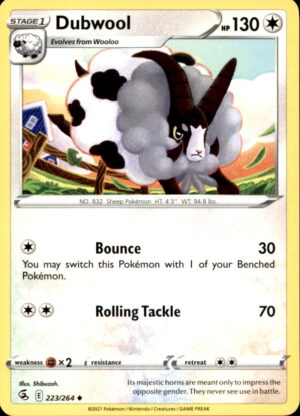 Pokemon Fusion Strike Dubwool 223/264 UNCOMMON NM