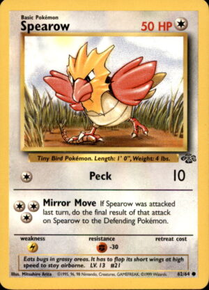 Pokemon Jungle Spearow 62/64 UNLIMITED COMMON LP