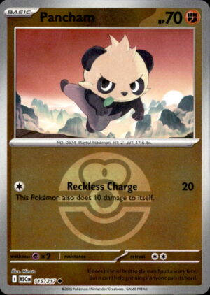 Pokemon Ascended Heroes Pancham (Love Ball) 115/217 COMMON REVERSE HOLO NM