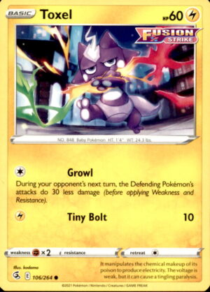 Pokemon Fusion Strike Toxel 106/264 COMMON NM