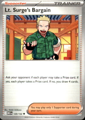 Pokemon Mega Evolution Lt. Surge's Bargain 120/132 UNCOMMON NM