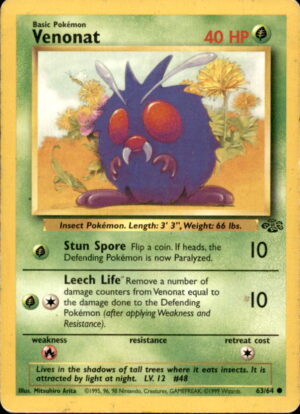 Pokemon Jungle Venonat 63/64 UNLIMITED COMMON MP-