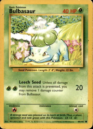 Pokemon Base Set Unlimited Bulbasaur 44/102 COMMON MP