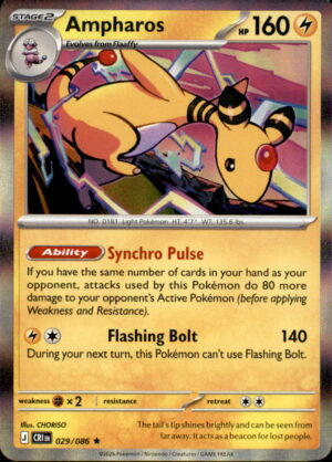 Pokemon Chaos Rising Ampharos 029/086 HOLO RARE NM