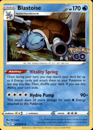 Pokemon Pokemon GO Blastoise 017/078 HOLO RARE LP