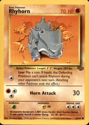 Pokemon Jungle Rhyhorn 61/64 UNLIMITED COMMON LP