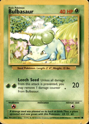 Pokemon Base Set Unlimited Bulbasaur 44/102 COMMON MP