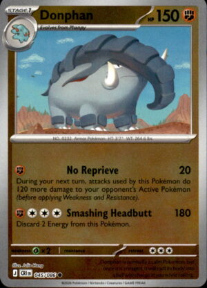 Pokemon Chaos Rising Donphan 045/086 REVERSE HOLO COMMON NM