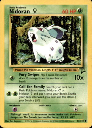Pokemon Base Set 2 Nidoran F 82/130 COMMON LP