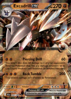 Pokemon Black Bolt Excadrill ex 046/086 HOLO DOUBLE RARE NM