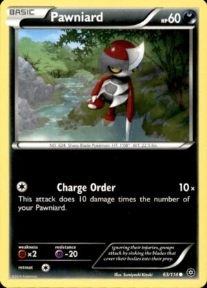 Pokemon Steam Siege Pawniard 63/114 COMMON LP