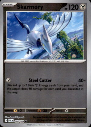 Pokemon Pitch Black Skarmory 060/084 REVERSE HOLO COMMON NM