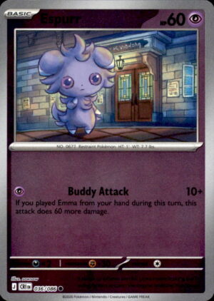 Pokemon Chaos Rising Espurr 036/086 REVERSE HOLO COMMON NM