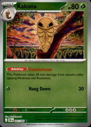 Pokemon Chaos Rising Kakuna 002/086 REVERSE HOLO COMMON NM