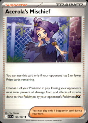 Pokemon Ascended Heroes Acerola's Mischief 180/217 UNCOMMON NM