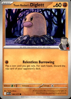 Pokemon Ascended Heroes Team Rocket's Diglett 100/217 COMMON NM