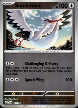 Pokemon Pitch Black Bombirdier 071/084 REVERSE HOLO COMMON NM