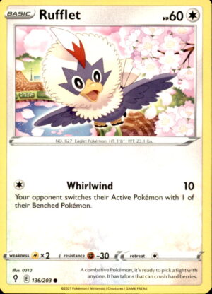 Pokemon Evolving Skies Rufflet 136/203 COMMON LP